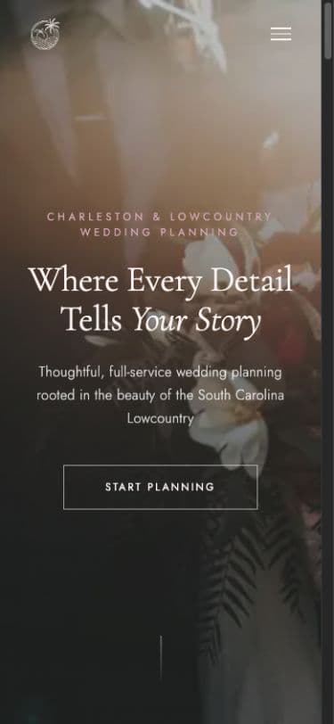 Peach and Palm website displayed at its real mobile layout