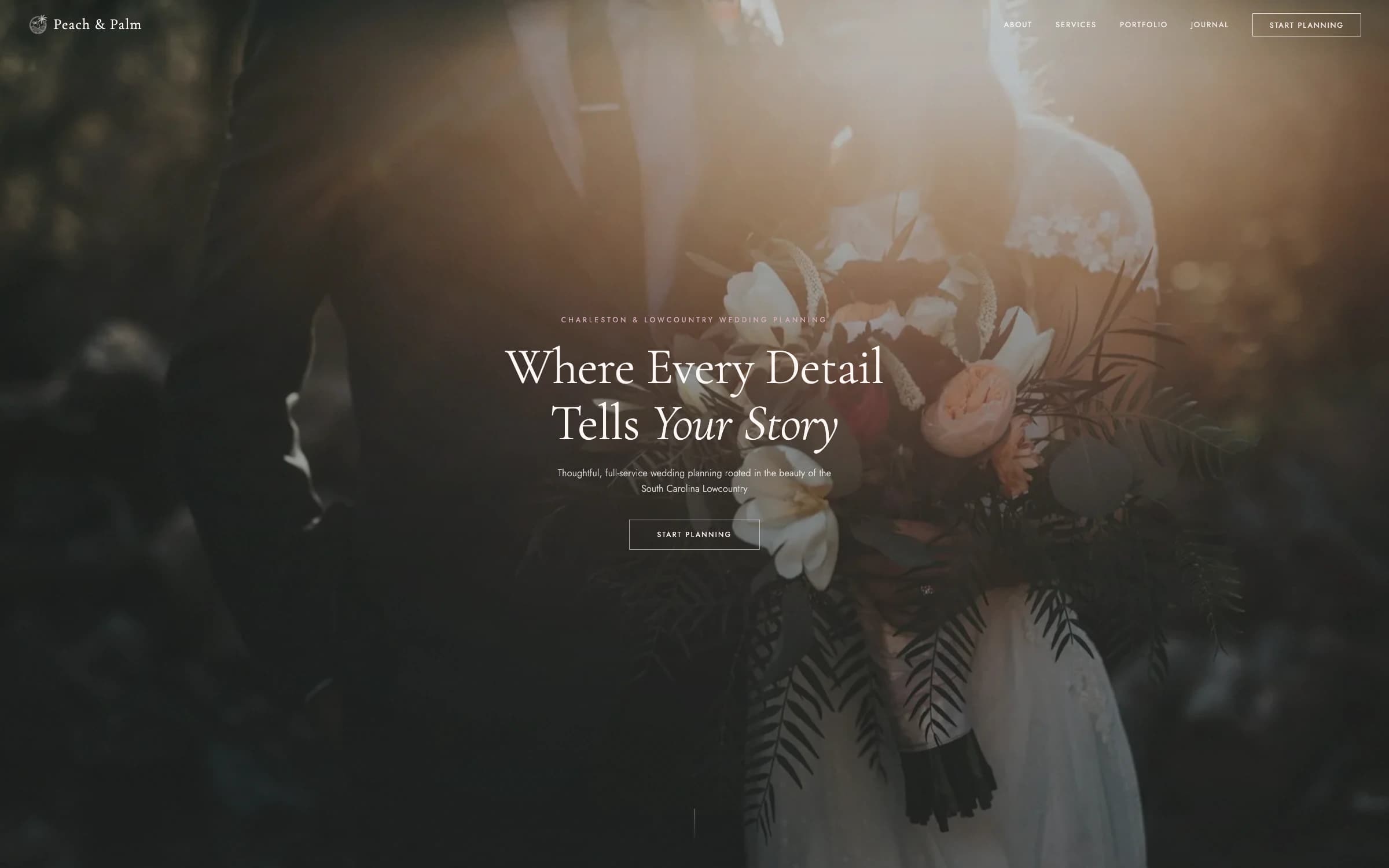 Peach and Palm wedding-planning website